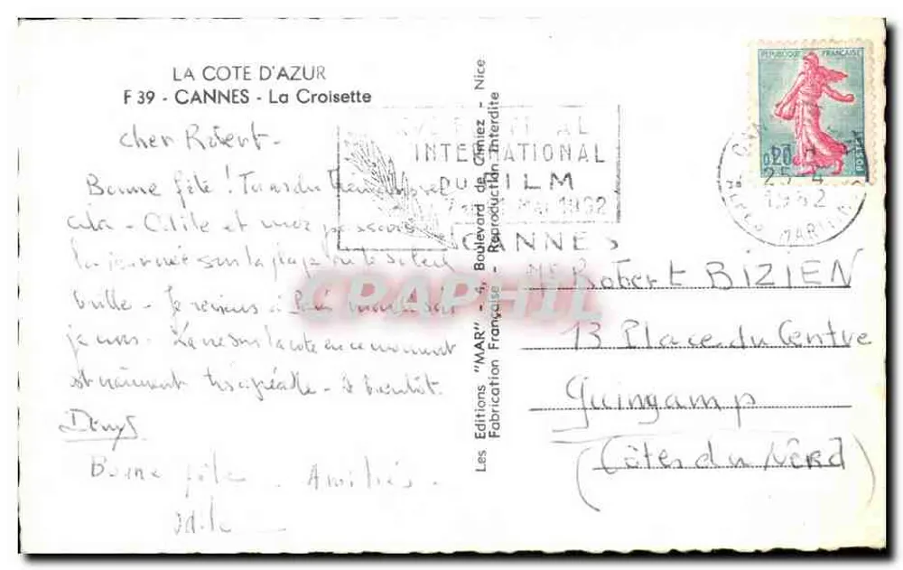Cannes - La Croisette — vista panorâmica — Les Éditions "MAB" - F 39 - Verso