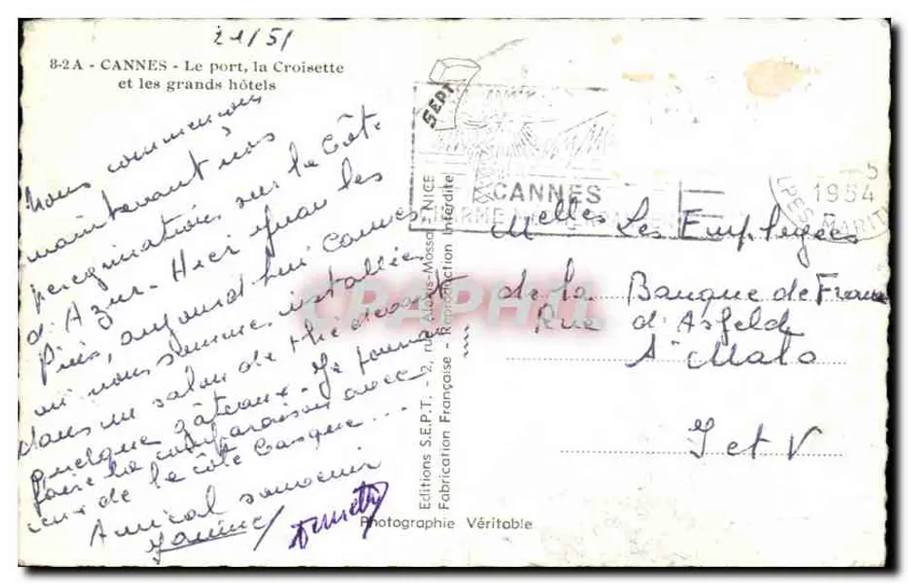 Cannes - Der Hafen, die Croisette und die großen Hotels — Editions S.E.P.T. - 8-2A - Rückseite