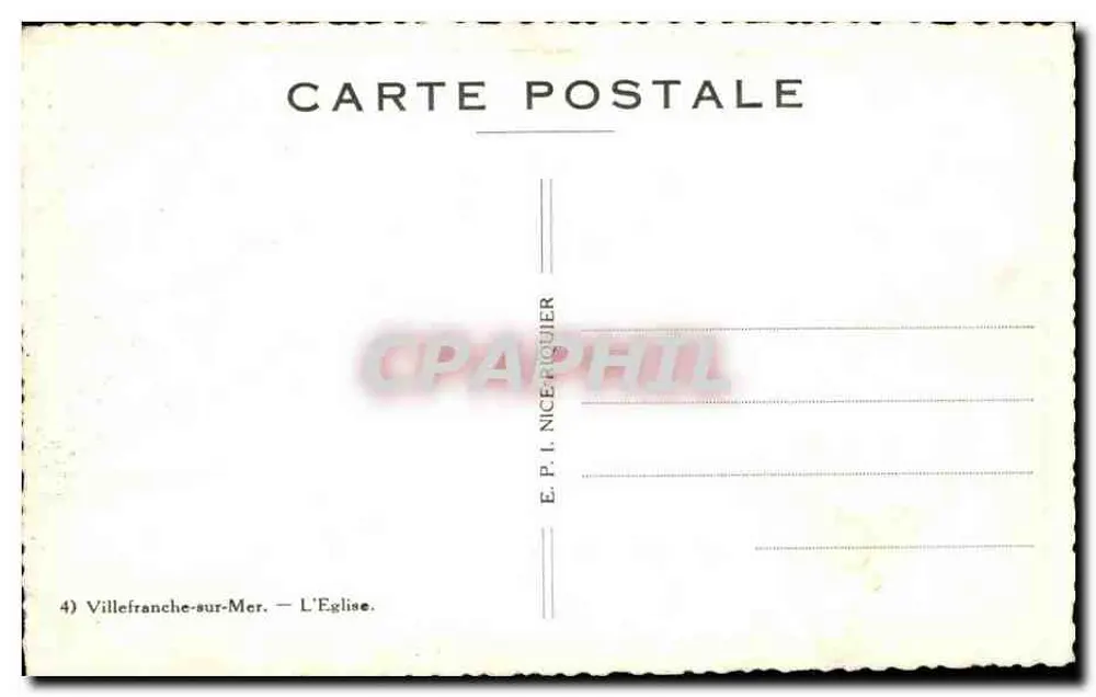 Villefranche-sur-Mer — A Igreja — E.P.I. NICE-RIQUIER, n°4 - Verso