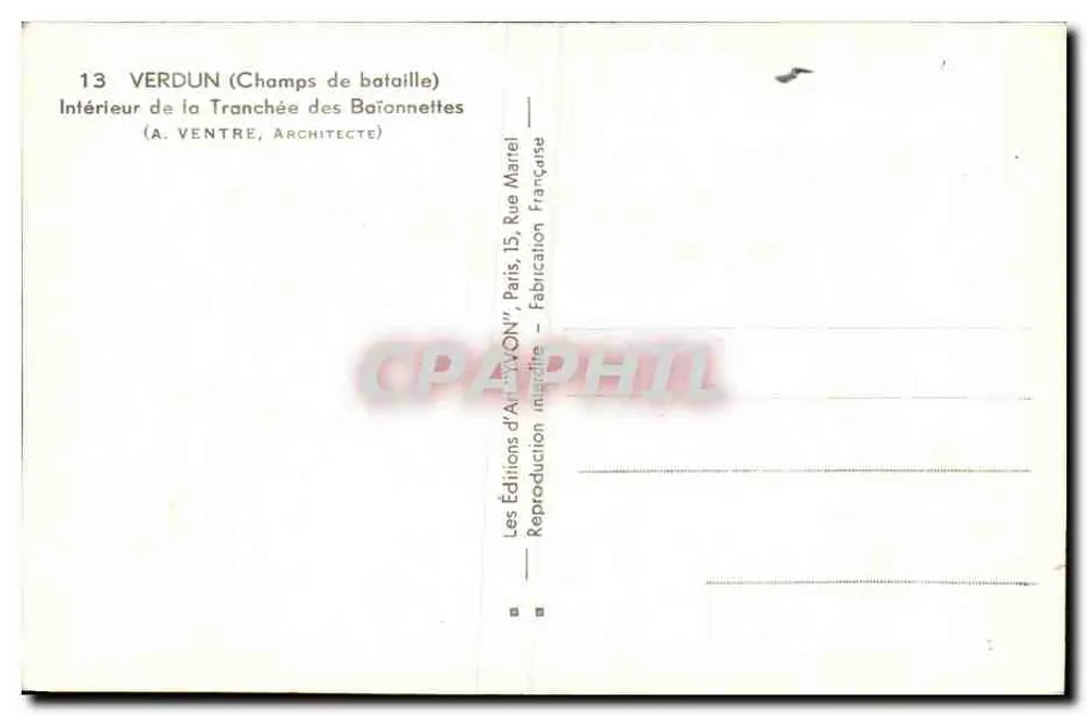 Verdun — Interno della Tranchée des Baïonnettes — A. Ventre, Architetto - Verso