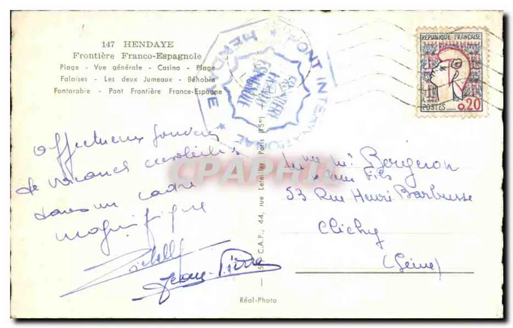 Französisch-spanische Grenze — Hendaye — Réal-Photo n°147 - Rückseite