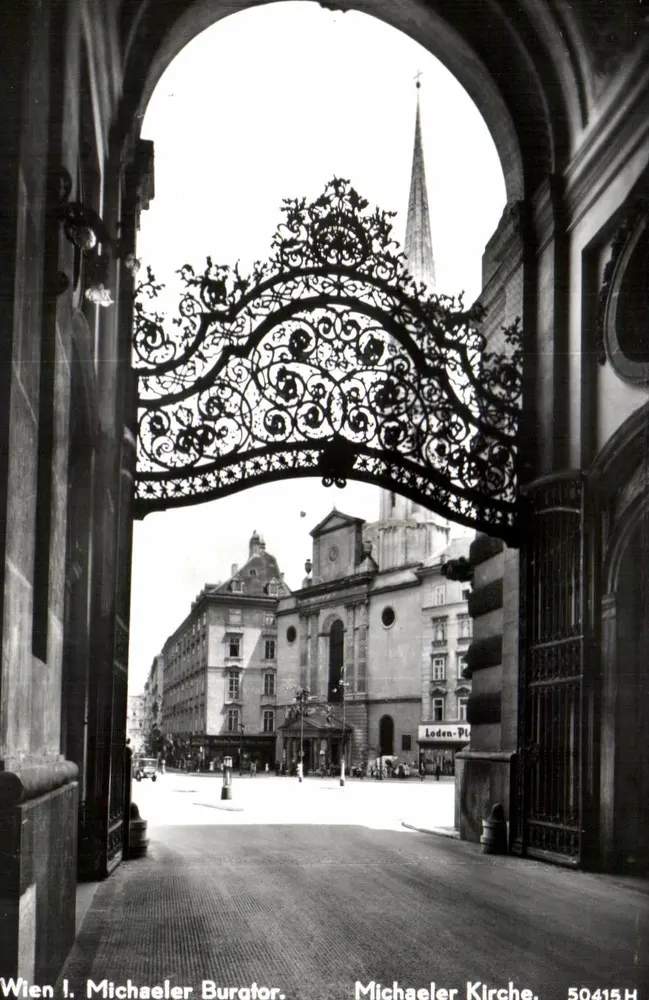 Viena I. Portão da Cidadela Michaeler — vista da Igreja Michaeler — editor Loden-Pl. n° 50415 H - Frente