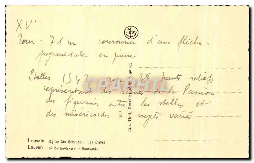 Kirche Sainte-Gertrude - Die Stühle — Verlag Em. Thill, Brüssel, n° 36 - Rückseite