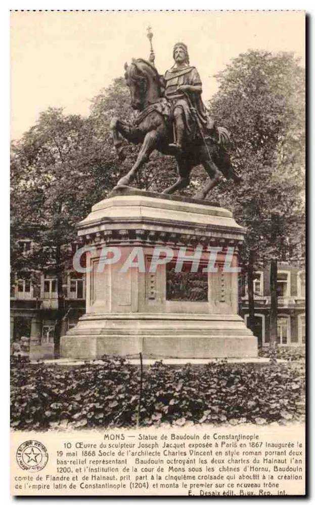 Mons — Statue von Baudouin von Konstantinopel — Verlag E. Desaix, Brüssel, Nr. 10 - Vorderseite