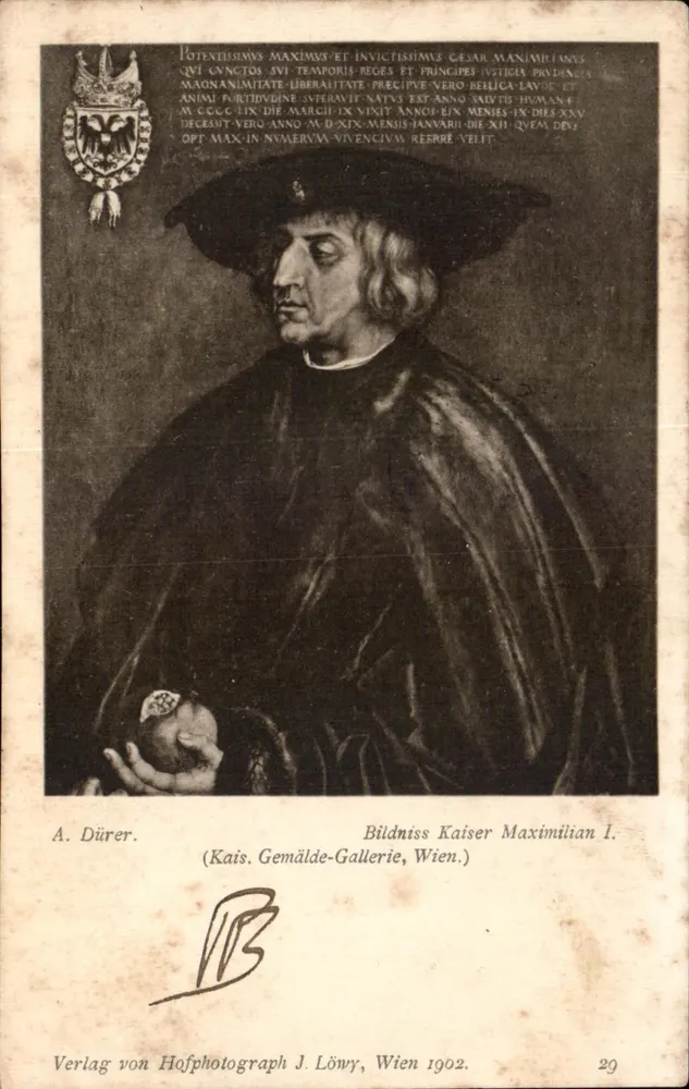 Retrato do imperador Maximiliano I — por Albrecht Dürer — editor J. Löwy, Viena 1902, n°29 - Frente