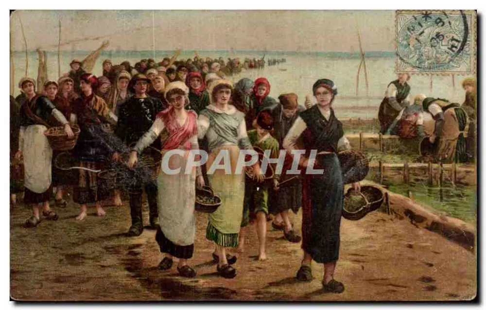 Frauen und Kinder von Fischerleuten — Hafen-Szene — K. F. Foyen-Perrin, Paris, Nr. 853 - Vorderseite