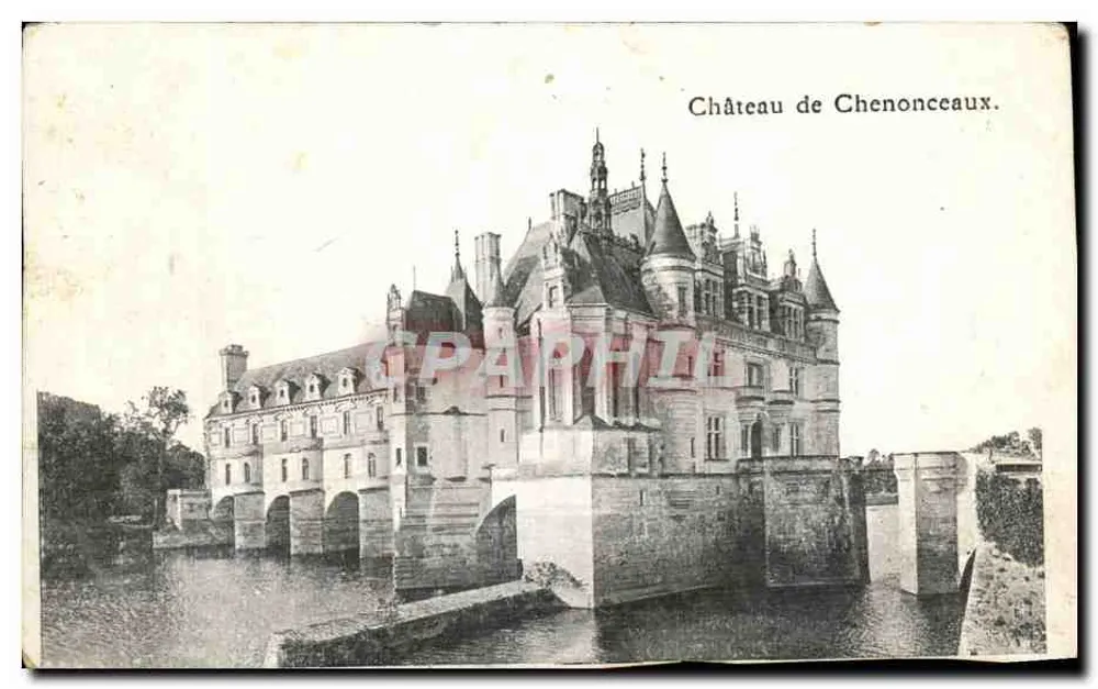 Castelo de Chenonceaux — vista do castelo sobre o Cher — editor não identificado - Frente