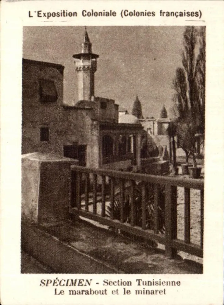 Der Marabout und der Minaret — tunesische Abteilung — MUSTER — Kolonialausstellung (französische Kolonien) - Vorderseite