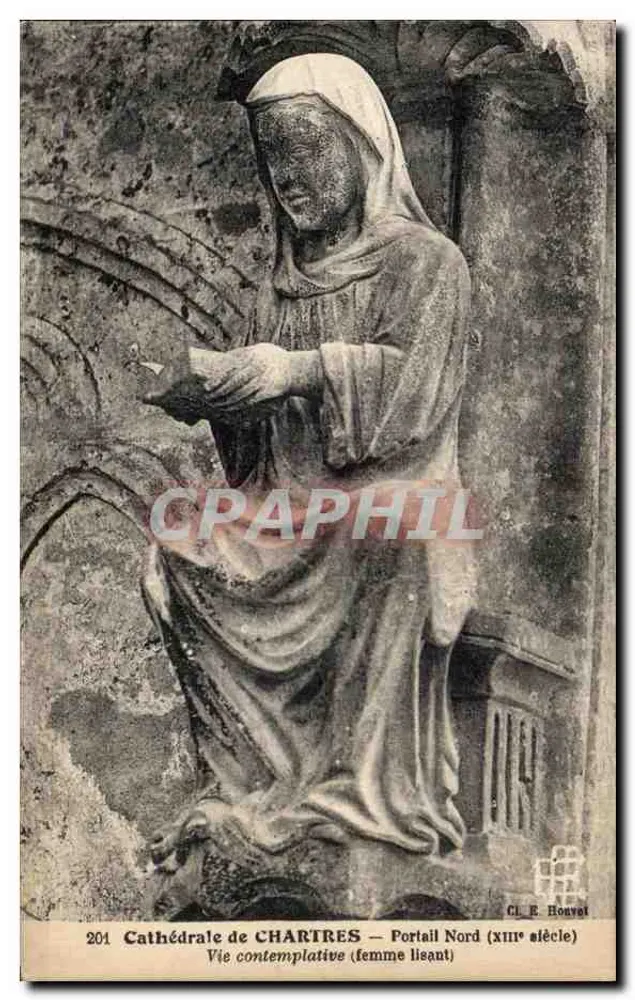 Kathedrale von CHARTRES — Nordportal (13. Jahrhundert) — Kontemplative Lebensweise (Frau, die liest) - Vorderseite
