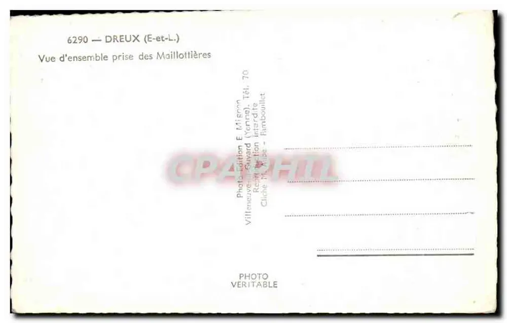 Dreux (E-et-L.) — Überblick von den Maillottières — E. Mignon - Rückseite