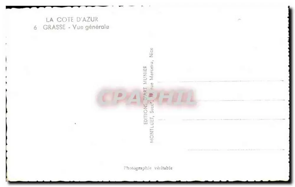 Grasse — Vista geral — Edição de Arte Munier - Verso