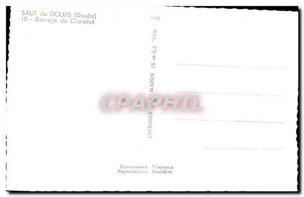 Barragem do Chaielot — Salto do Doubs (Doubs) — Comiiller (S.-et-L.) - Verso