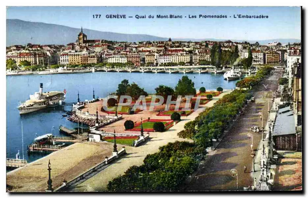 Genf — Quai du Mont-Blanc — Die Promenaden — Die Embarkation - Vorderseite