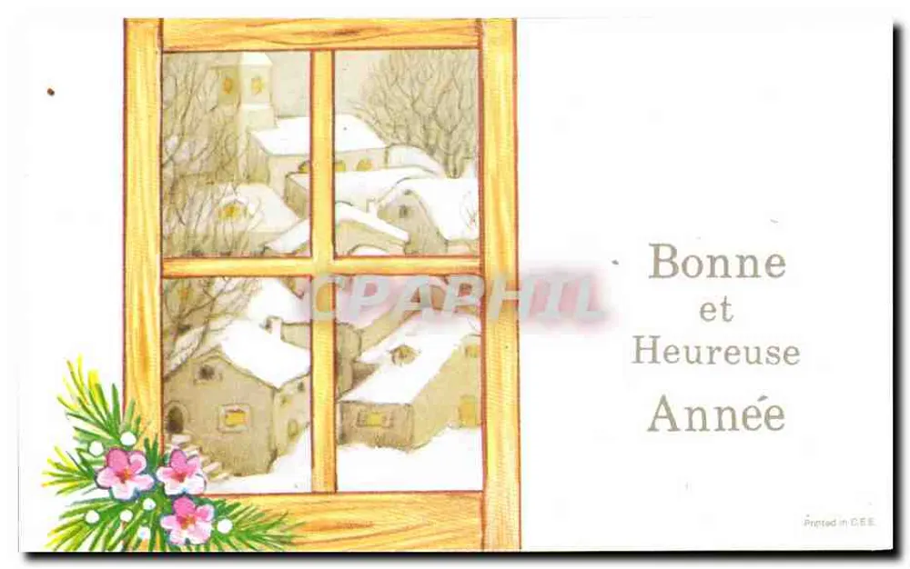 Ansicht eines schneebeladenen Dorfes — Fenster - Vorderseite