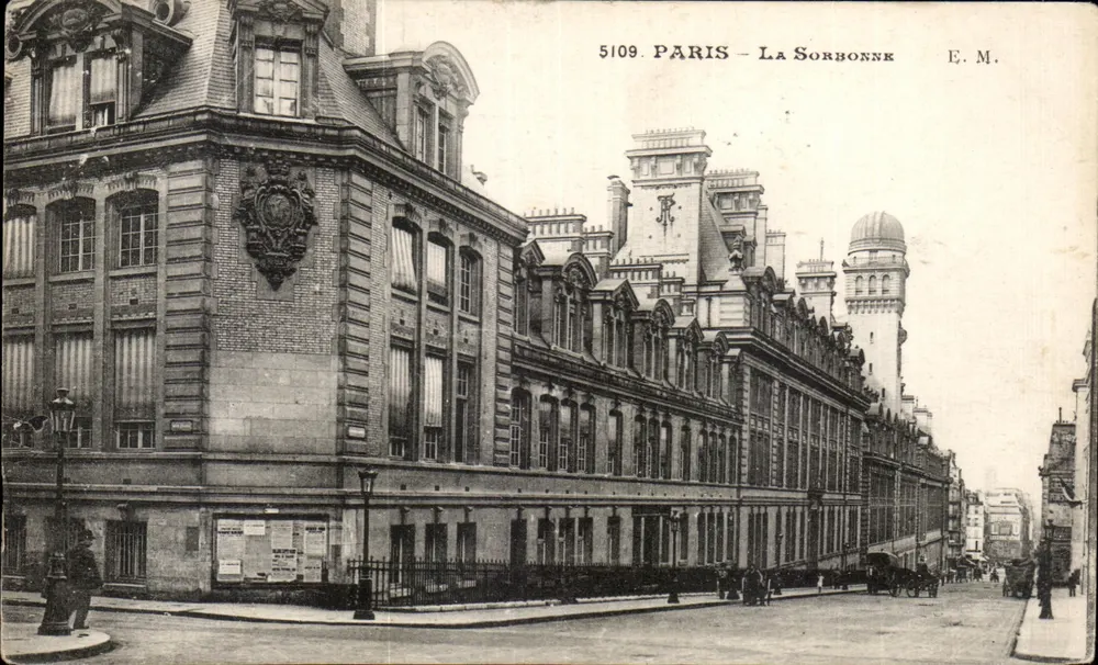 Paryż - Sorbona — widok budynku z dzwonnikiem z kopułą — E.M. n°5109 - Awers