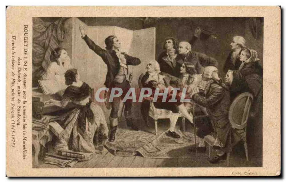 Roucet de Lisle singt die Marseillaise zum ersten Mal — Nach dem Gemälde von Phil, französischer Maler (1813-1873) — Erstellt von Clatueil - Vorderseite