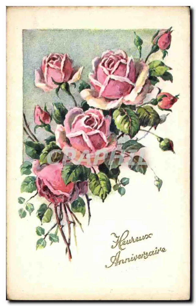 Blütenstrauß aus Rosen — Geburtstag — In Frankreich gedruckt, n° 358-2 - Vorderseite