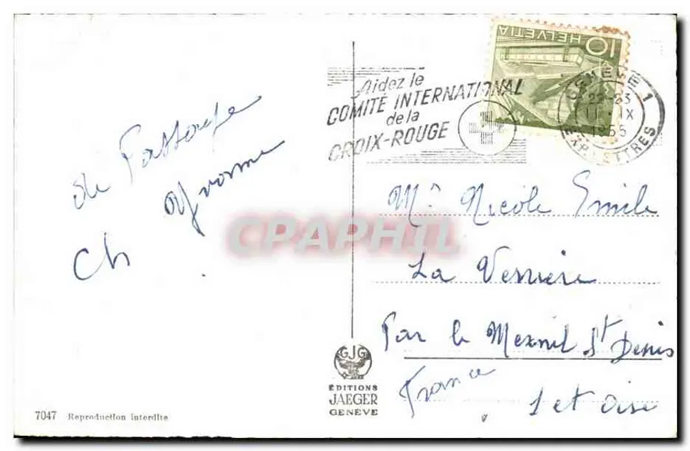 Lembrança de Genebra — Edições Jaeger, n°7047 - Verso