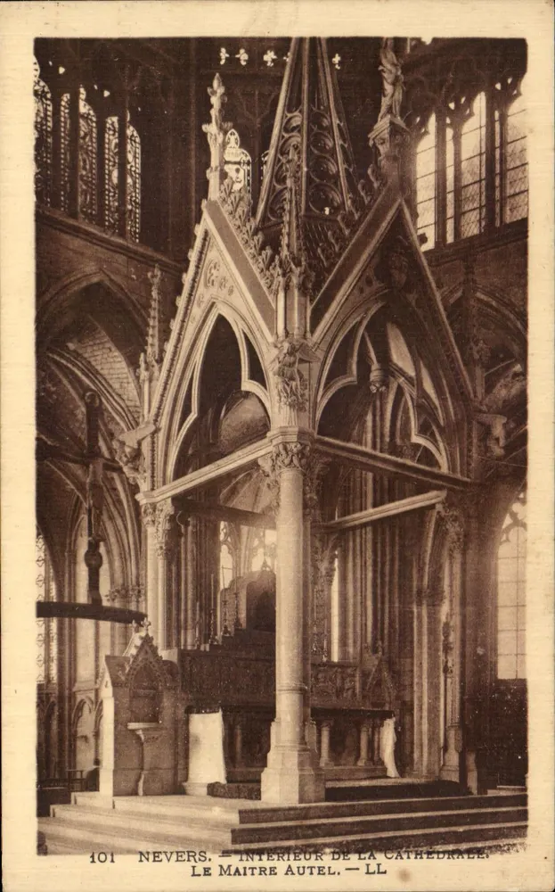 Nevers — Innenansicht der Kathedrale, der Hauptaltar — LL, Nr. 101 - Vorderseite