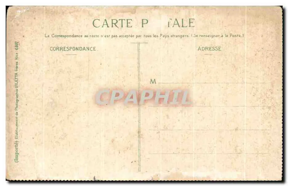 Monte-Carlo - Casino et Jardins — Édition Gilletta, phot. Nice, n°725 - Rückseite