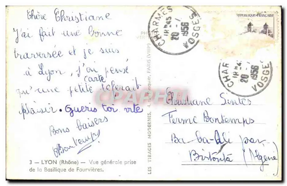 LYON (Rhône) — Allgemeine Ansicht vom Basilika von Fourvières — Les Tirages Modernes - Rückseite