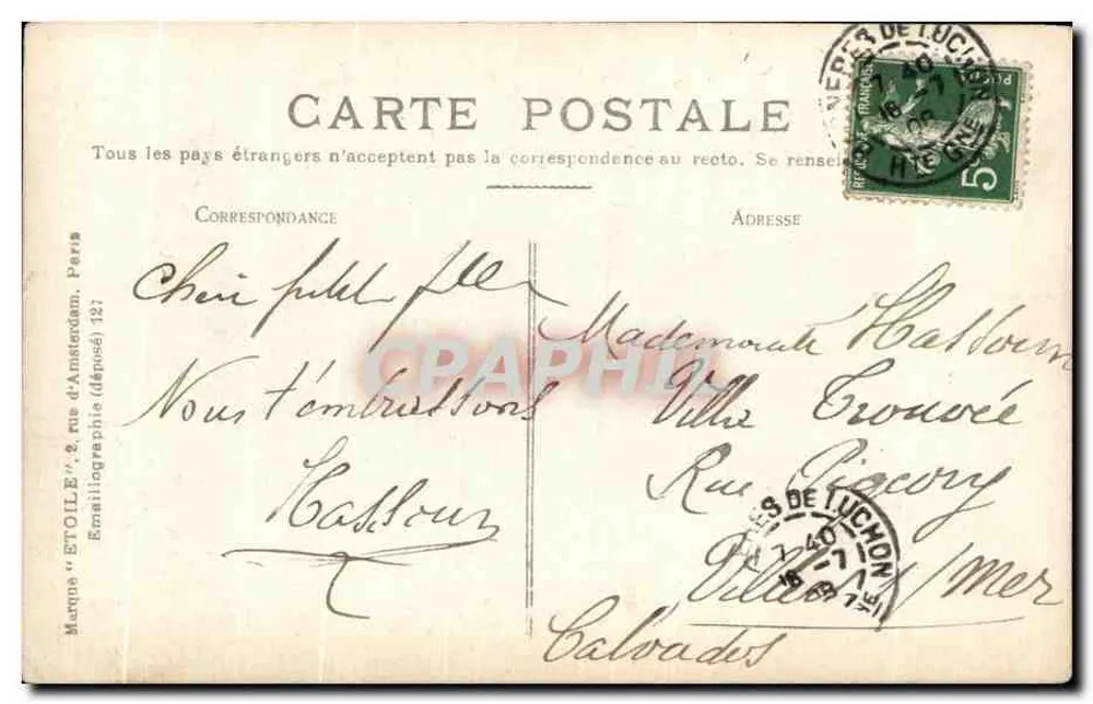 Luchon - Aussicht auf La Pique und den Gouffre Marie-Louise — Marqua Étoile, Paris - Rückseite