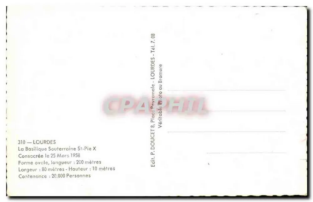 A Basílica Subterrânea São Pio X — Lourdes — Editor Edlux - Verso