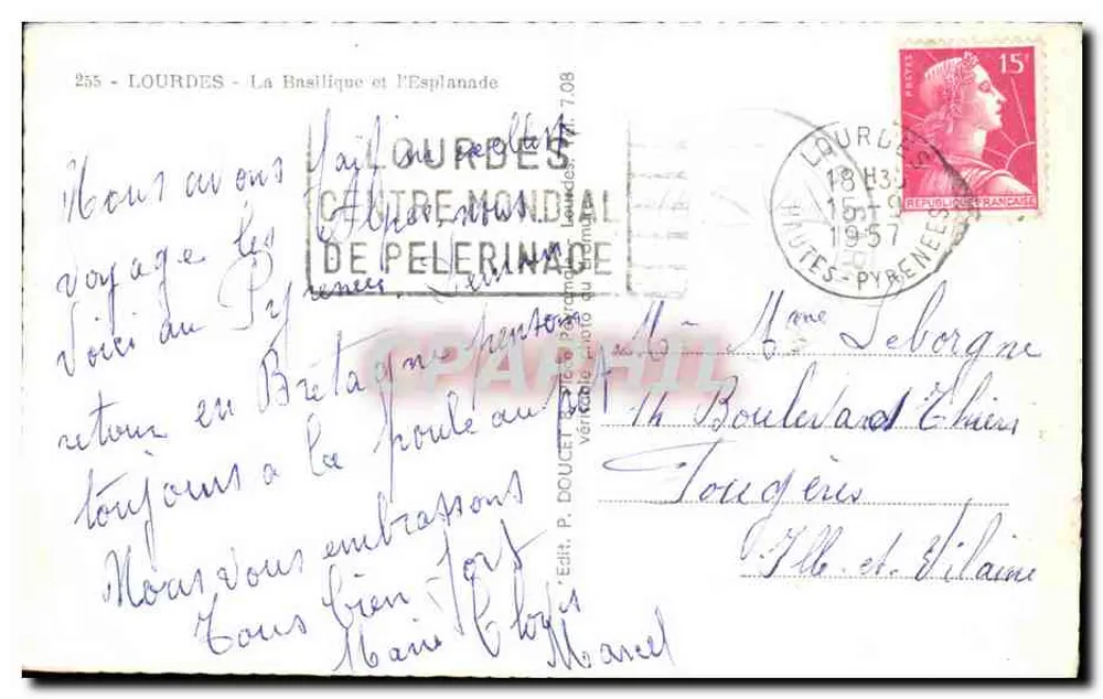 Lourdes — A Basílica e a Esplanada — Editor Catus, n° 255 - Verso