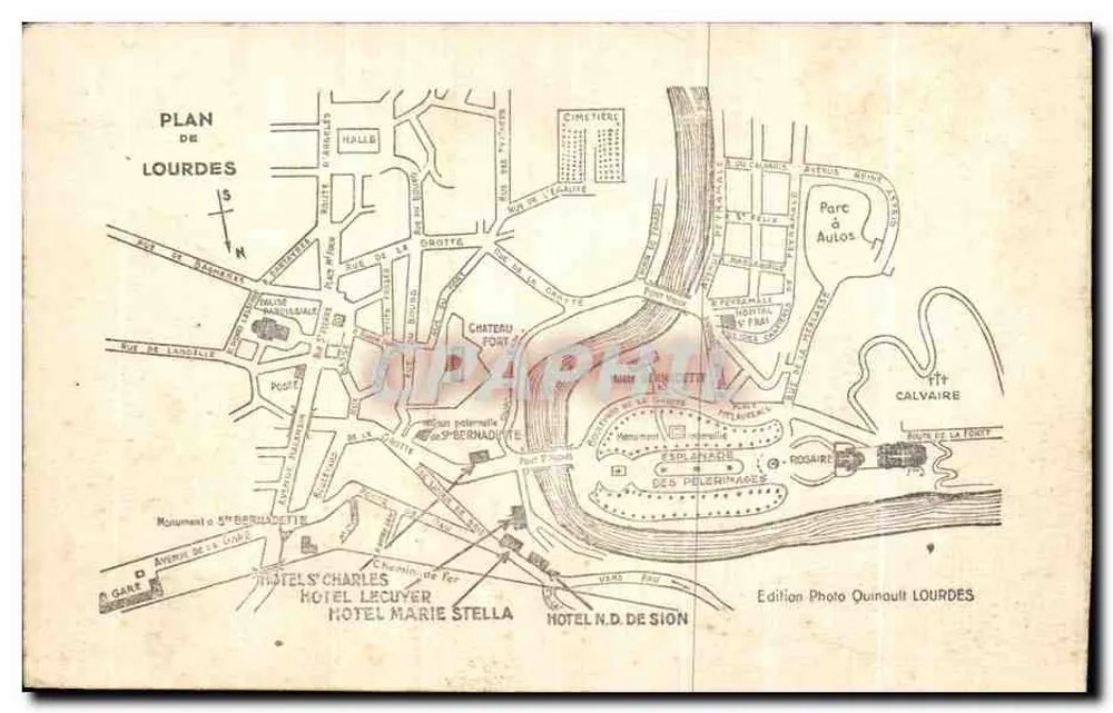 Lourdes — Hotel Lecuyer aus Sicht des Pont Saint-Michel — Édition Photo Quinault - Rückseite