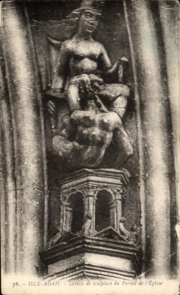 Isle-Adam — Details der Skulptur am Portal der Kirche — Edition G. Larrère, Isle-Adam, n°76 - Vorderseite