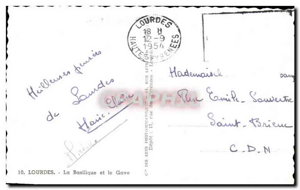 Lourdes — A Basílica e o Gave — Cie des Arts Photomécaniques - Verso