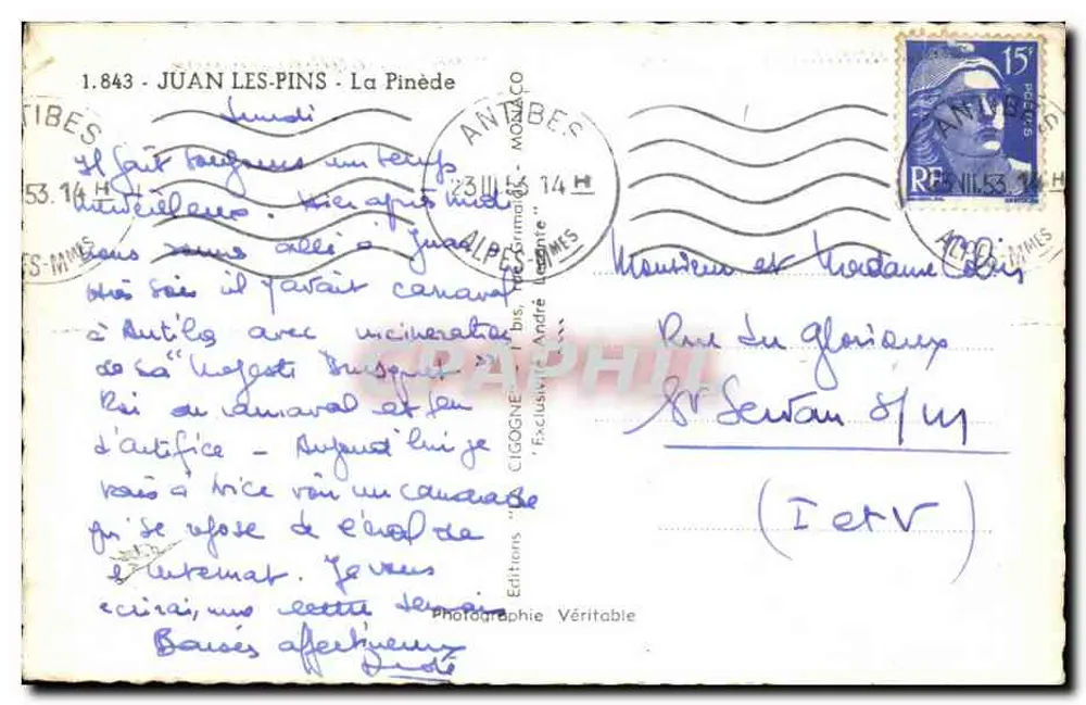 La Cigogne — Juan-les-Pins — Ediciones Véritable - Reverso