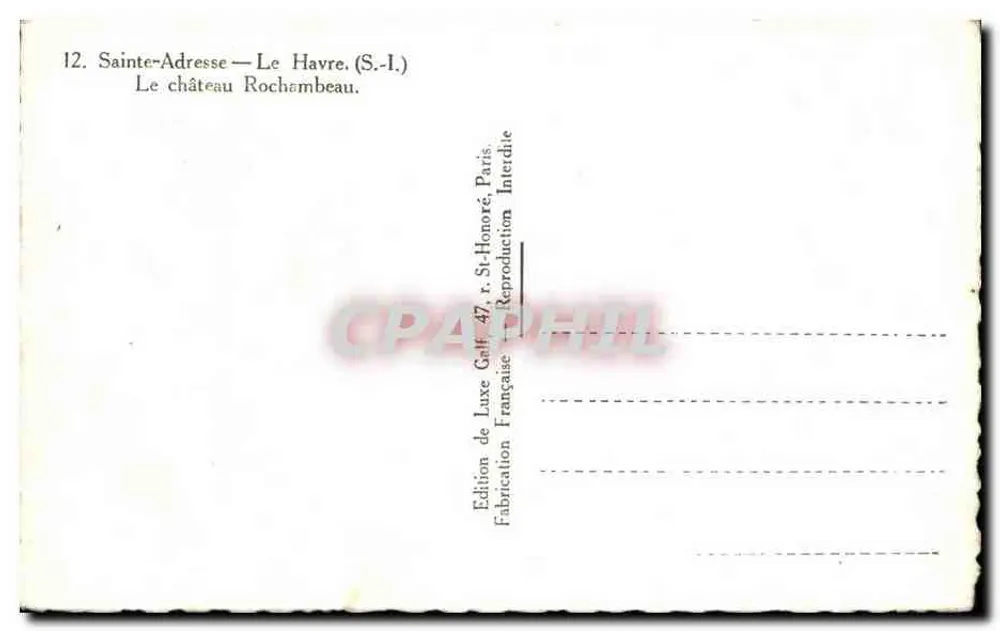 Sainte-Adresse — Le Havre (S.-I.) — O castelo Rochambeau - Verso