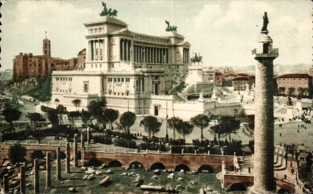 Roma — Monumento a Victor-Emmanuel II e Fórum de Trajano — editor Riccardi - Frente