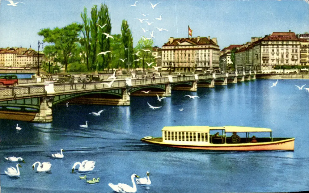 Genève - Le Pont du Mont-Blanc — 25e anniversaire de la Swissair — n°4 - Frente
