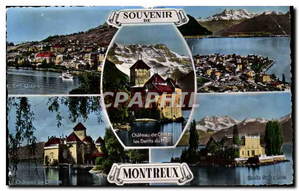 Castelo de Chillon — Montreux — Vista Geral e Os Quais — Editor G. Jaegi - Frente