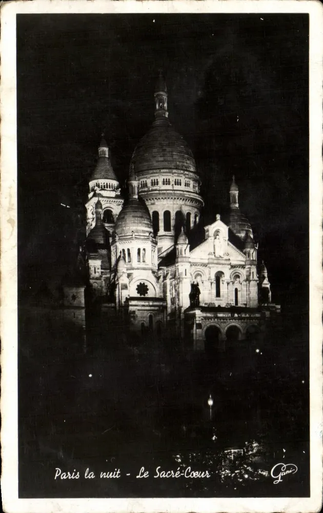 Paris nachts - Der Sacré-Cœur — Antike Ansichtskarte, Nr. 3971 - Vorderseite