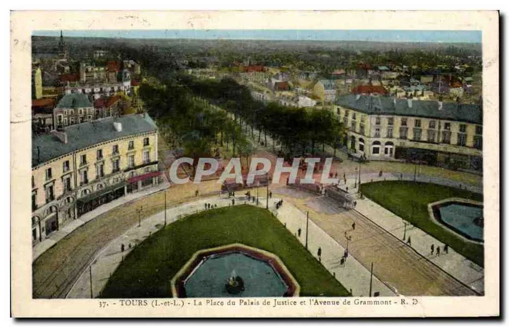 Tours (Indre-et-Loire) - Der Platz des Palasts der Justiz und die Avenue de Grammont - R. D. n°37 - Vorderseite