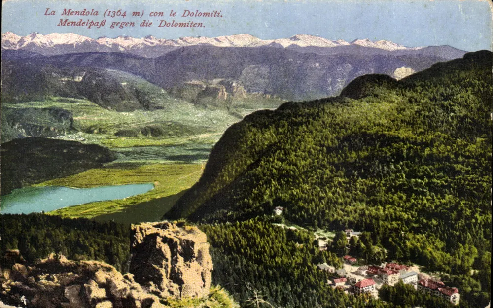 La Mendola (1364 m) mit den Dolomiten — Ansicht vom Pass La Mendola — Verlag M. 19056 n - Vorderseite