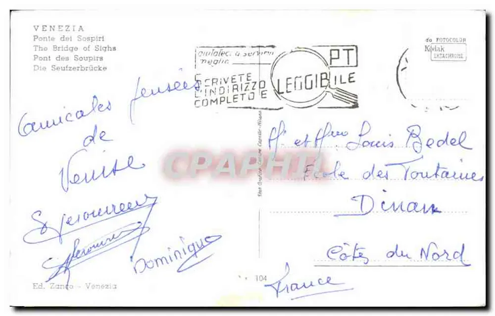 Ponte dei Sospiri — Veneza — Ed. Zanco - Veneza n° 104 - Verso