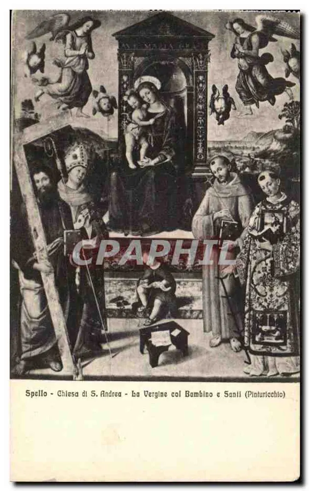 Spello - Kirche von S. Andrea - Die Jungfrau mit dem Kind und Heiligen (Pinturicchio) - Vorderseite