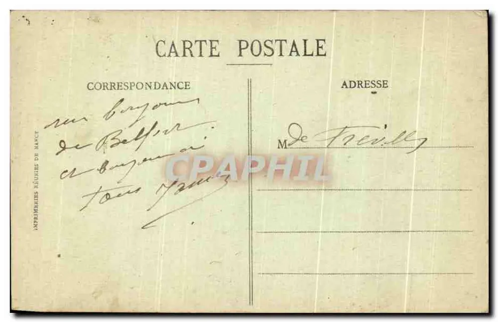 Belfort — A Estátua « Quand-Même » — Edição E. Mayer, 40, bairro da França, Belfort - Verso