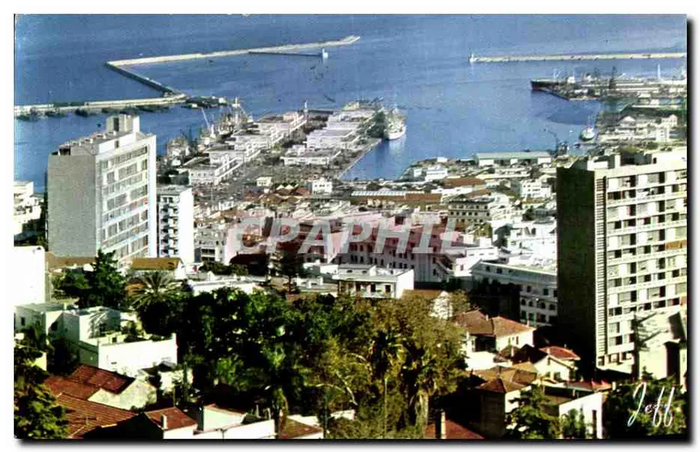 Panorama de Argel — vista do porto e dos edifícios — Edições JEFF, n° 1022 - Frente
