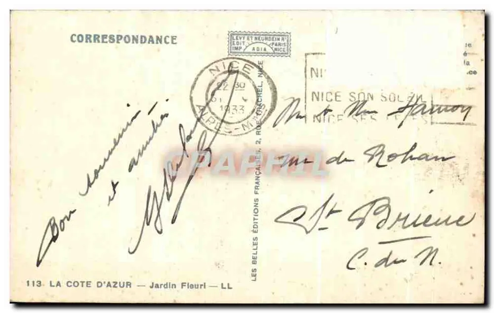 Jardin Fleurir — Jardin à Nice — éditeur Adia - Achterkant