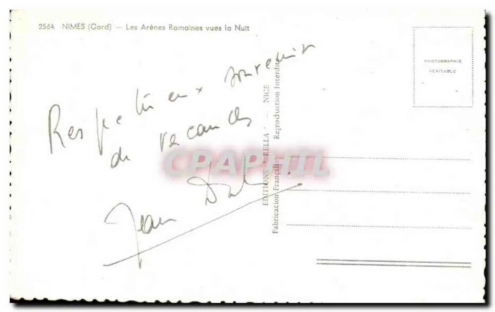 Nîmes (Gard) — Römische Arenen bei Nacht — Éditions Rella, NICE - Rückseite