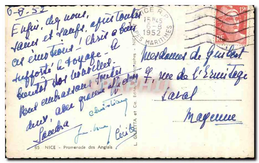 Vista da Promenade des Anglais em Nice — L. Gnietta e Cia, editor - Verso
