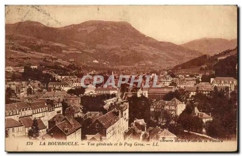 La Bourboule — Allgemeine Ansicht und der Puy Gros — Librairie Darnis, Place de la Victoire - Vorderseite