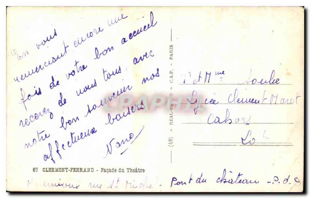 क्लरमॉंट-फेरांड — थिएटर के बाहरी दीवार — एडिटर C.A.P. संख्या (48) - पीछे