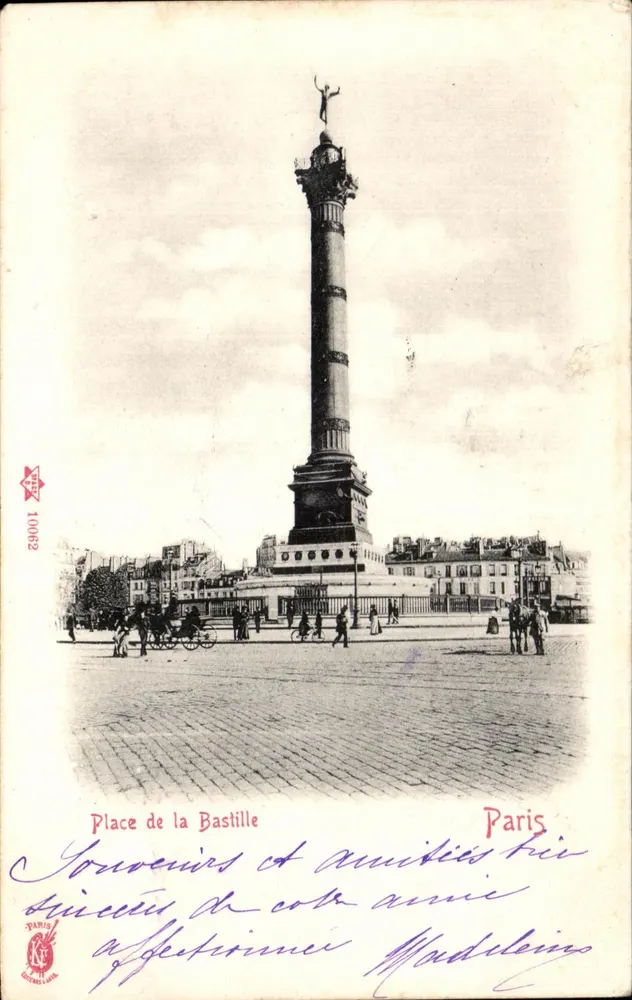 Praça da Bastilha — Coluna da Bastilha — Paris — editor Paris 10062 - Frente