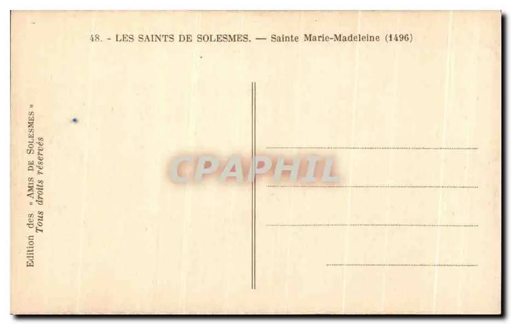 Sainte Marie-Madeleine — Sainte Marie-Madeleine (1496) — Ausgabe der « Amis de Solesmes » - Rückseite
